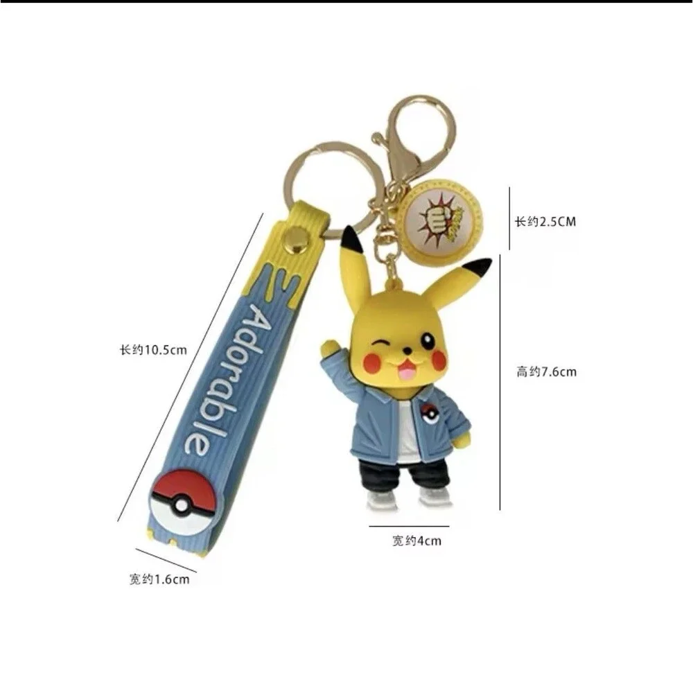 Pokémon Pikachu Clip-On Keychain PVC Collectible Yellow Blue Animation 10.5cm